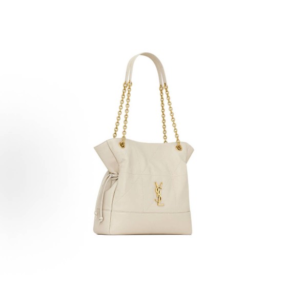 SAINT LAURENT YSL Jamie small lucky bag, aged brand classic logo Tote bag, Tote bag, shopping bag, hand bag, shoulder bag, small size, women\'s style, retro white